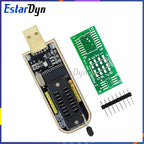 CH341 CH341A/CH341B Programmer 1.8V/3.3V/5V USB EEPROM Flash BIOS Burner for 24CXX/25CXX/93CXX with SOIC8 Test Clip & Adapter