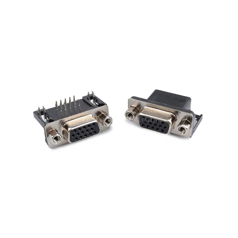 5/10PCS DR15 Female PCB Mount D-Sub 15 Pin VGA Type 8.89 PCB Connector 3 Rows 90-Degree Bent Needle DB15