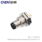 CAZN M8 Welding Panel Connector Male Female Back Mount Socket SMD 3 4 5 6 8 Core Angle Pin Male and Female Socket