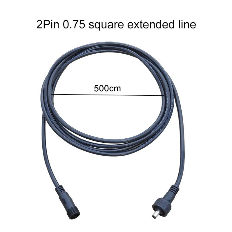 12V DC Power Plug 55*21mm 2Pin Waterproof Connector Male Female Terminal Butt Joint Monitoring Line 1-5M Extension Cord IP67