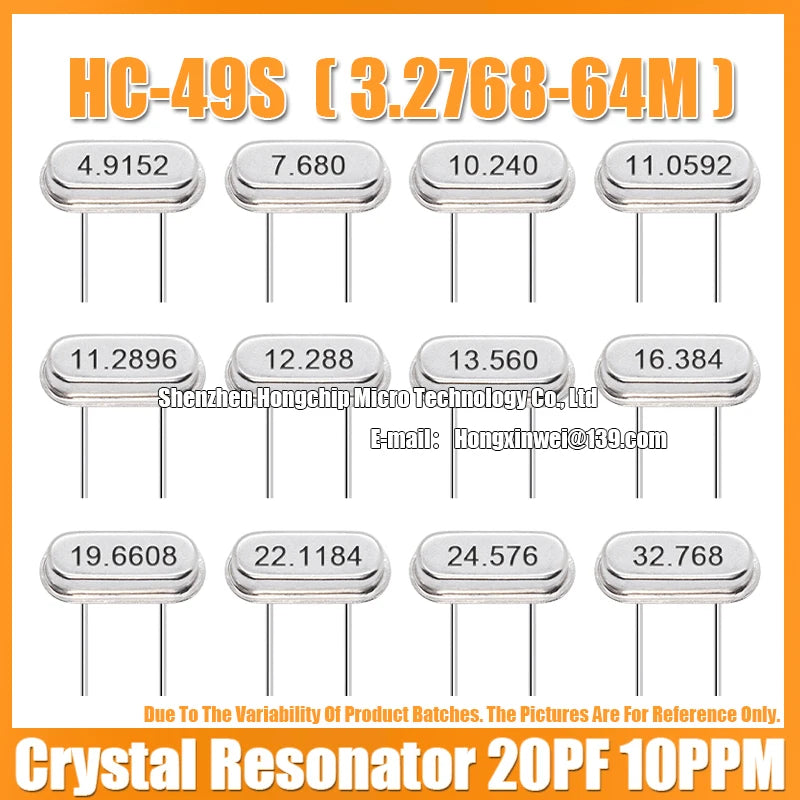(10PCS) HC-49S 4M 6/8/10/12/16/20/24/25/26/30/32/40/48/50/64MHZ Direct Plug Passive Quartz Crystal Resonator DIP-2 20PF 10PPM