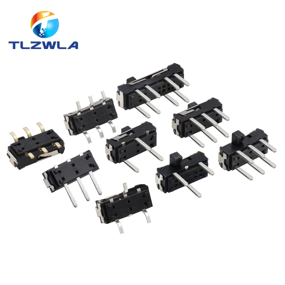 10PCS Slide Switch Micro-power Toggle Switch Single and Double-row Direct-inserted Horizontal Sliding Second Gear Third Gear