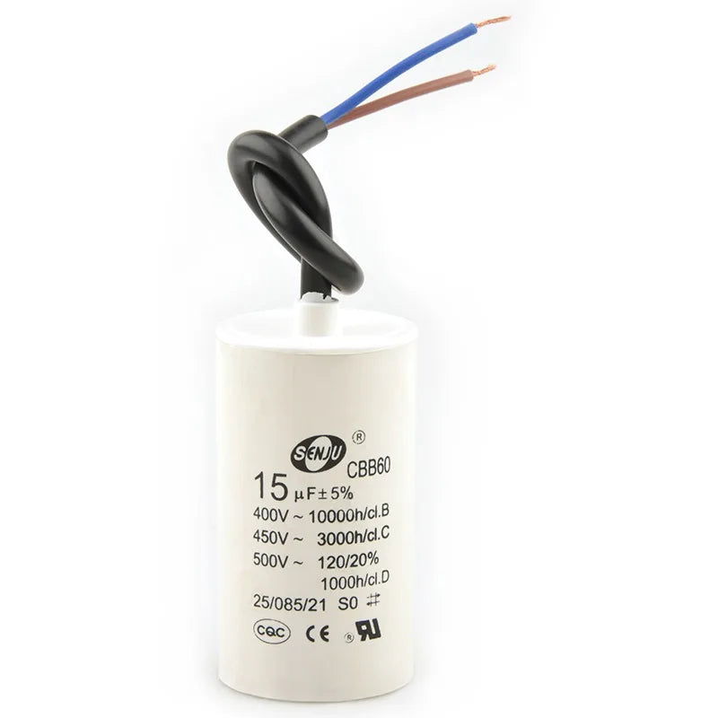 CBB60 Motor Start Capacitor for Washing Machine, Spin Dryer, Water Pump 4/5/6/8/10/12/20/100UF