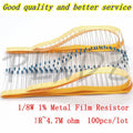 100pcs 1/8W  1R - 4.7M 1% Metal Film Resistor 0.125W 1 2.2 10 47 100 120 150 220 270 330 470 1K 2.2K 4.7K 10K 100K 470K 1M ohm