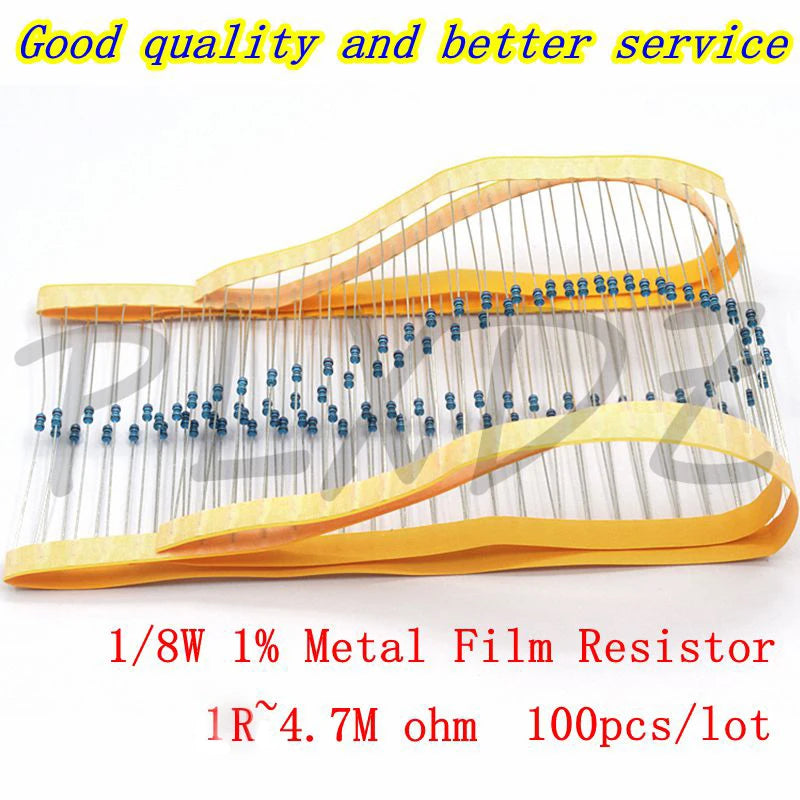 100pcs 1/8W  1R - 4.7M 1% Metal Film Resistor 0.125W 1 2.2 10 47 100 120 150 220 270 330 470 1K 2.2K 4.7K 10K 100K 470K 1M ohm