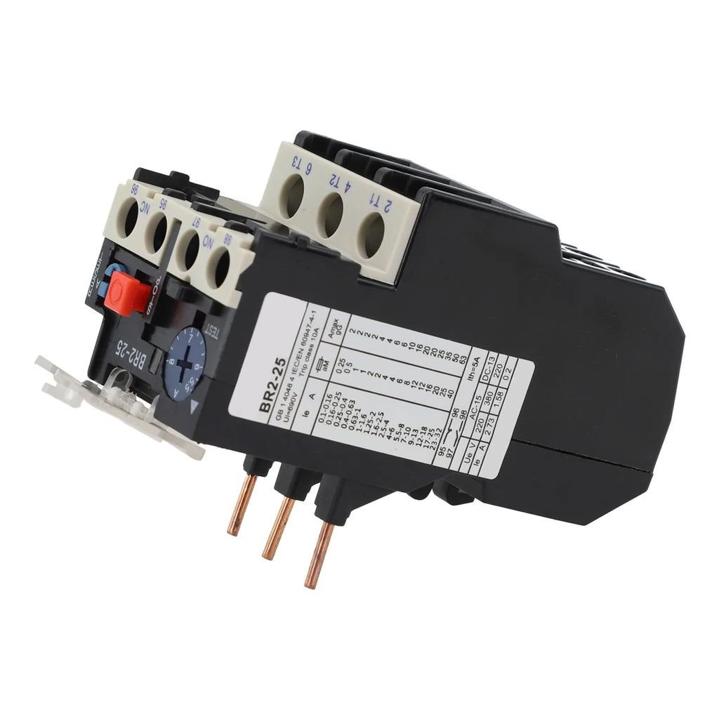 Thermal Overload Motor Relay 3 Phase AC 50Hz/60Hz FR NR2-25 IP20 Plug-in With Indicator Light For CJX2 Series Contactors