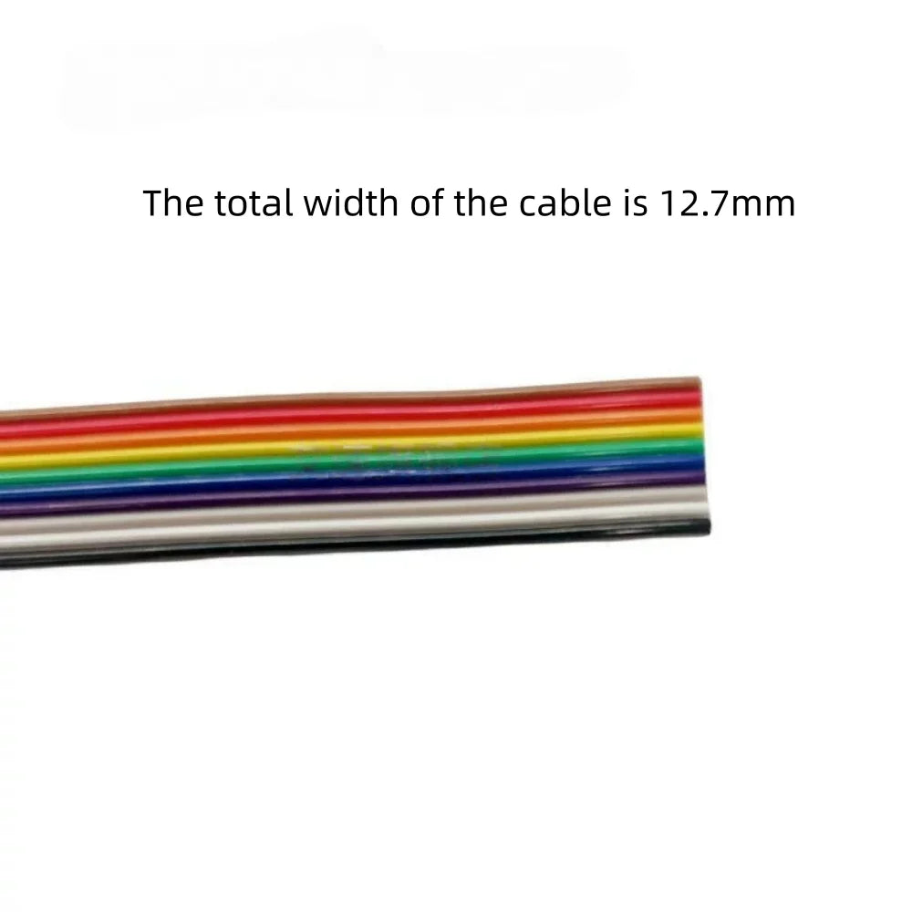 Rainbow Dupont Flat Ribbon Cable 1.27mm Pitch 1 Meter Length 6P‑64P Multi Pin Counts Compatible for FC Dupont Connector