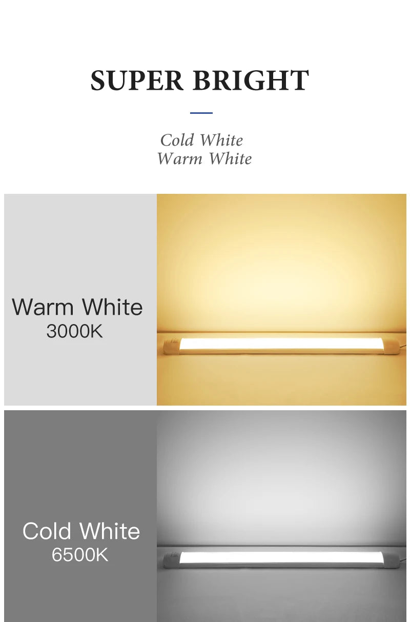 Led Tube Light With Switch Wire 110V 220V 10W 20W Lighting Strip Lamps 30/50cm For  Living Room Bedroom Closet Kitchen Lamp