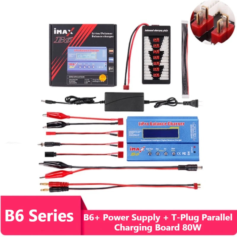 Digital Imax B6 80W Lipo Battery Balance Charger with T /XT60 /Tamiya /Mini Tamiya for 2S 3S 4S 5S 6S RC Lipo Car Boat Toy