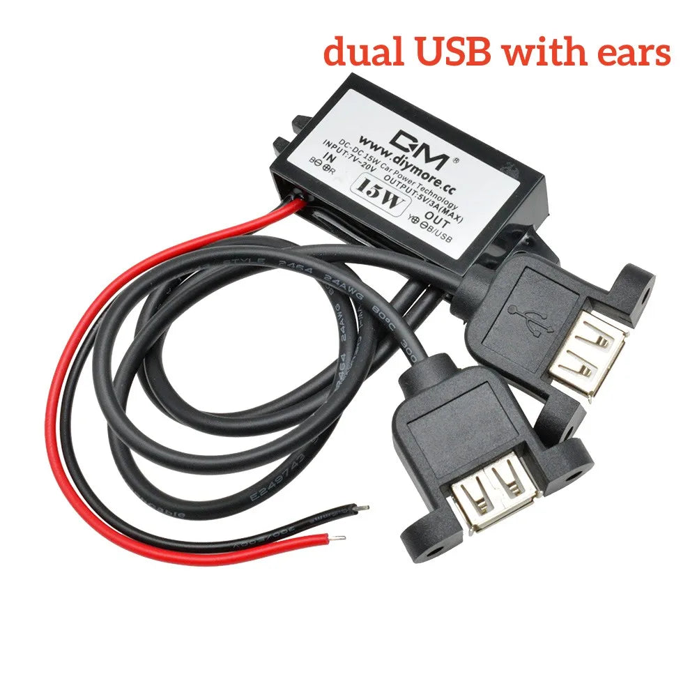 DC-DC Step Down Buck Converter Power Supply Module for Car 12V to 5V 3A 15W for Car Male Female USB Mini USB Micro USB Adapter