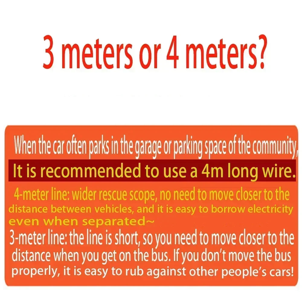 4-meter Fully Enclosed Car Battery Jumper Wire, Pure Copper Connection Wire, Thickened Jumper Wire, Jumper Wire Jumper Cable