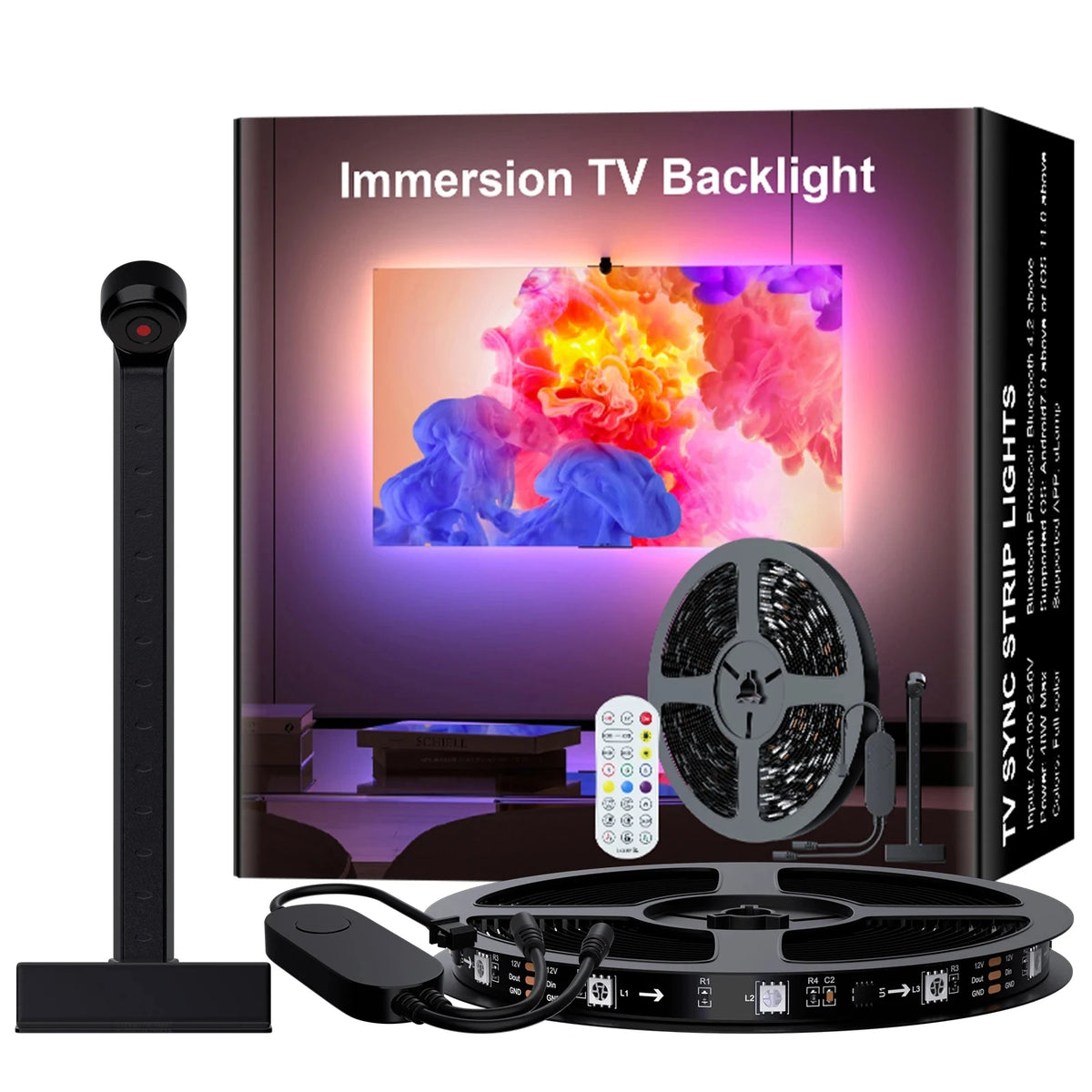 3.8M 5M 5V Usb Rgbic Led Ambilight For Tv With Ar Color Gamut Sensor Tv Adaptive Backlight Rgb Tv Sync Light Strip App Control