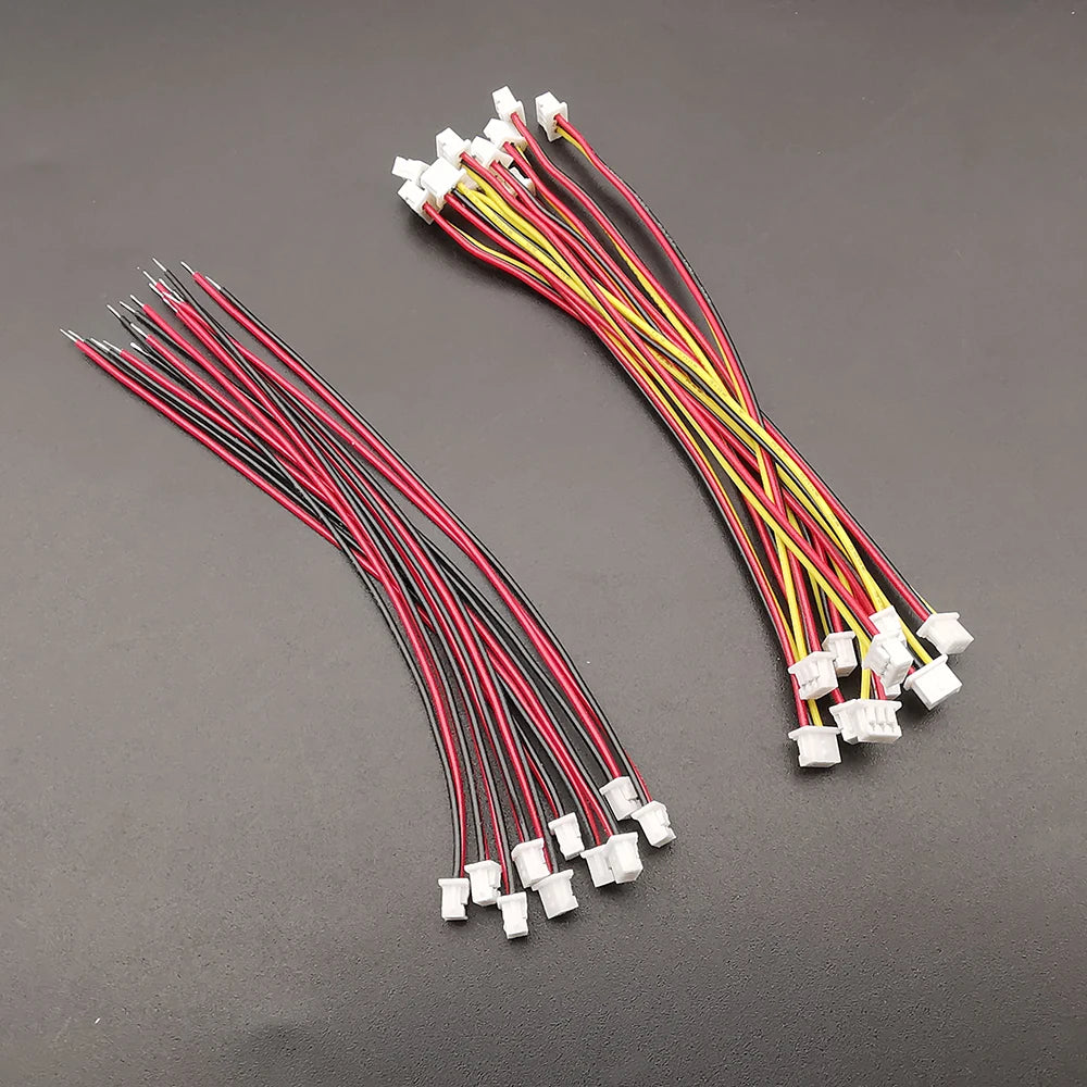 10Pcs Mini JST 1.25mm Pitch MX1.25 2/3/4/5/6/8 Pins Single-ended / Same Direction Female to Female Plugs Wires Connector 28AWG