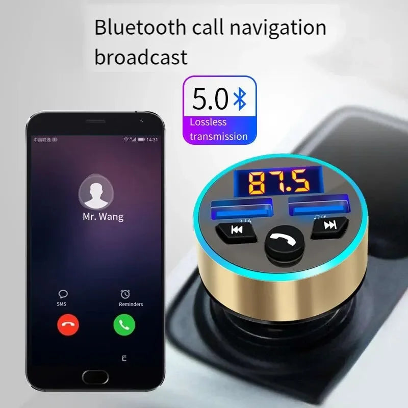 Car Bluetooth Receiver with Lossless Audio Quality MP3 Player, Car Adapter with Cigarette Lighter Socket and Charger