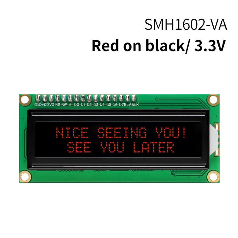 16x2 Character LCD Module Display Screen 162 LCM RED Green White Yellow VA Black Background 5V 3.3V for DIY Projects