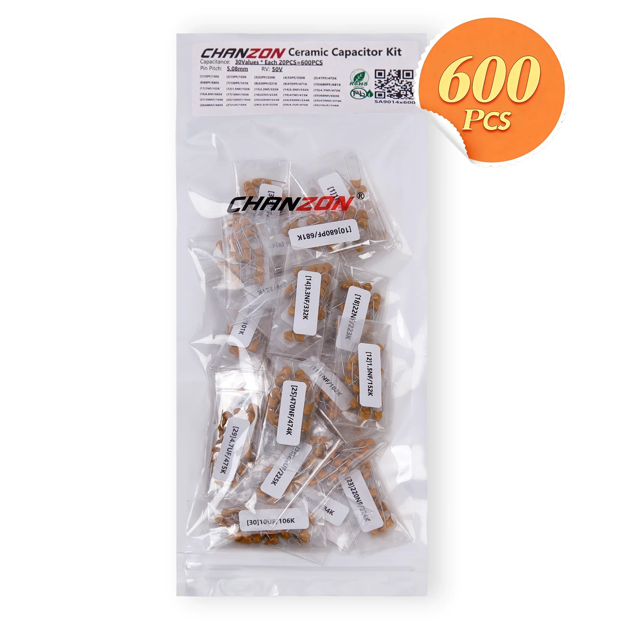 New Ceramic Capacitors Monolithic Chip Capacitor 10PF 22PF 100PF to 1UF 10UF Electronic Components Circuit Pack 2026