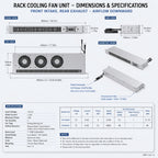 US 19" Rack Cabinet Cooling Fan Module1U/2U Horizontal/Vertical Mount Temperature Control Server Chassis Fan Black/Silver