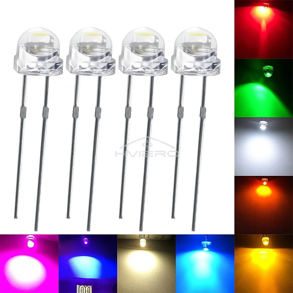 F5 5mm Straw Mini Hat Emitting Diode Ultra Bright Water Clear Light Bead White Blue Green Yellow Red Wide Angle LED Bulb