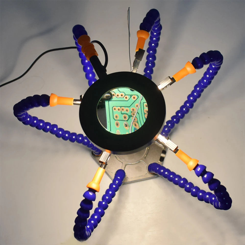 Flexible Holder Alligator Arms Soldering Helping Hands Table Clamp Pcb Board Adjustable Welding Repair Third Hand Tool Magnifier