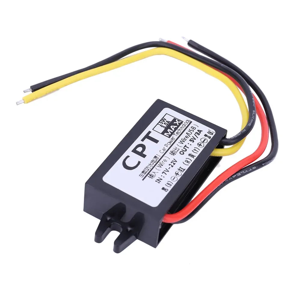 12V To 5V 3A 15W DC/DC Converter Regulator Waterproof CPT Car Power Converter Output Power Adapter Wire Interface