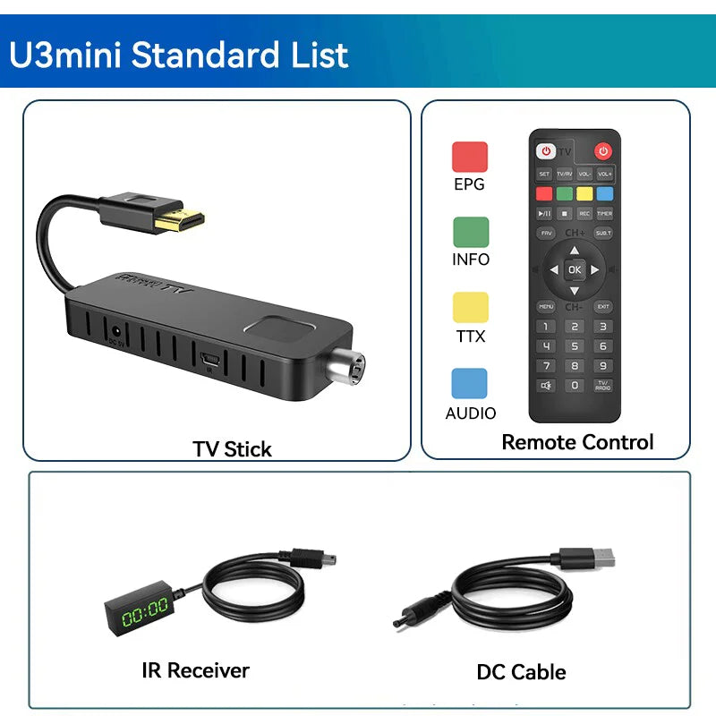 UBISHENG U3mini DVB T2 DVB C Digital TV Decoder HD Free TV Channels 7Days EPG TV Tuner for Spain France Itlay Columbia ect