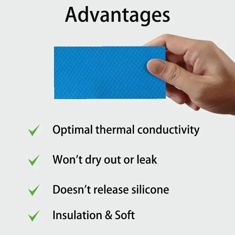 22W/mk 100x100mm Soft Thermal Pad Sheets 0.5mm 1.0mm 1.5mm 2.0mm 2.5mm Thick Silicone Thermal Conductive Gap Pads GPU CPU Laptop