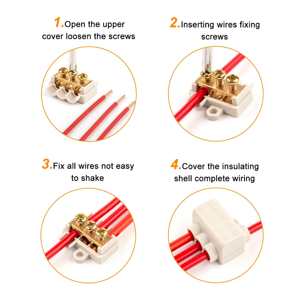 High Power 1 in Multiple out Cable Splicing 60A/400V 1-6mm2 Wire Connector Screw Wiring Terminal Block 80A/1000V 2.5-16mm2