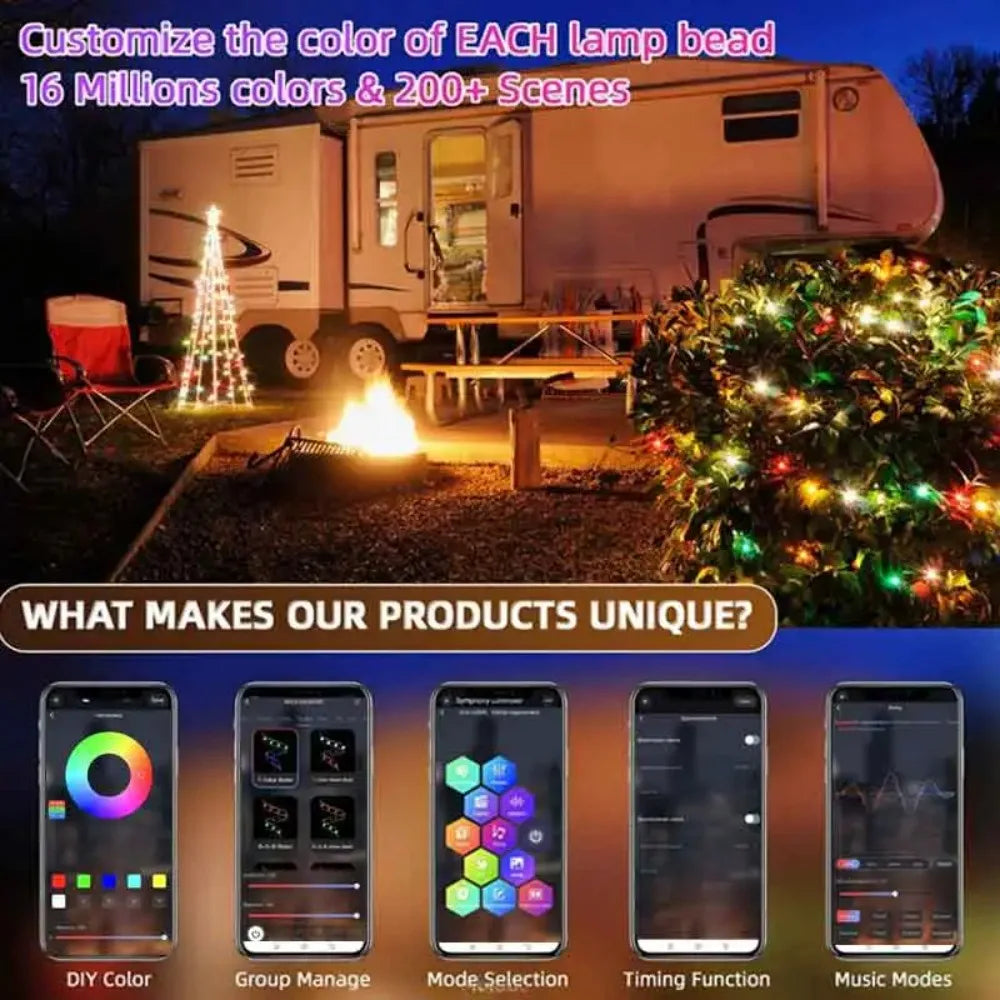 RGBIC LED Lighting String Bluetooth USB Music Dream Color Light 5V Christmas Birthday Party Garland Decor Fairy Lights for Home