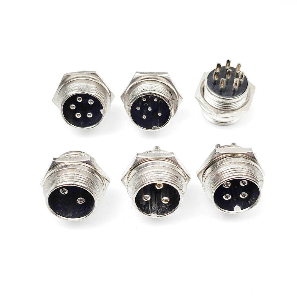 GX16 16mm Round Aviation Plug Socket 2/3/4/5/6/7/8 Pin Male Female Panel Connector Kit for DIY Project