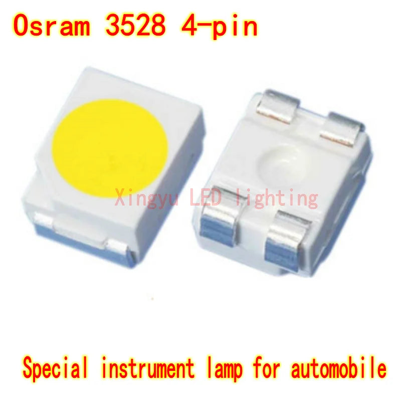 50PCS  3528 4pin LED Lamp Bead White Red Yellow Green Blue Light Bright 1210 Imported Automobile Instrument Pane Lamp