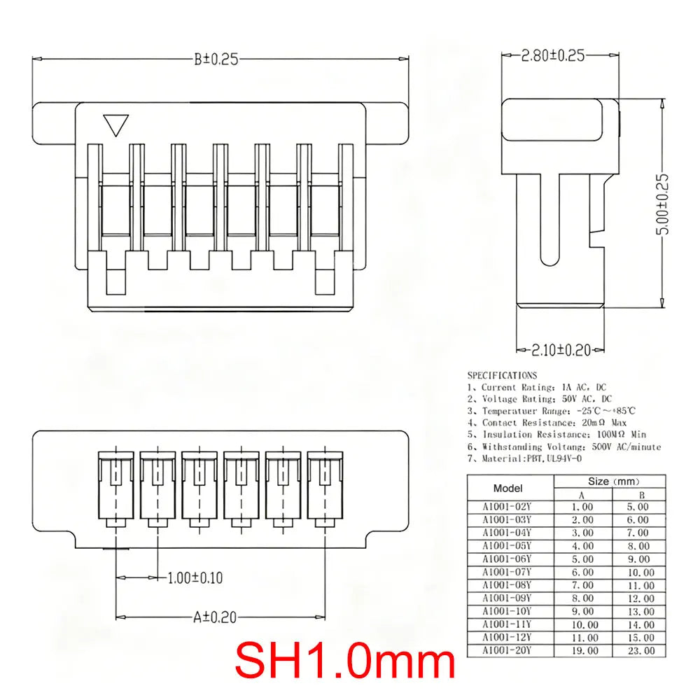 YanXi 10PCS SH1.0 1.25 ZH1.5 PH2.0 XH2.54 Connector Female Plug 2/3/4/5/6/8/9/10/12Pin With Cable Terminal Wire 10/20/30cm