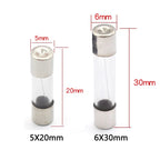 Fast Blow Insurance Tube 0.1A -30A GLASS Quick Blow FUSE 5*20 / 6*30MM 250V