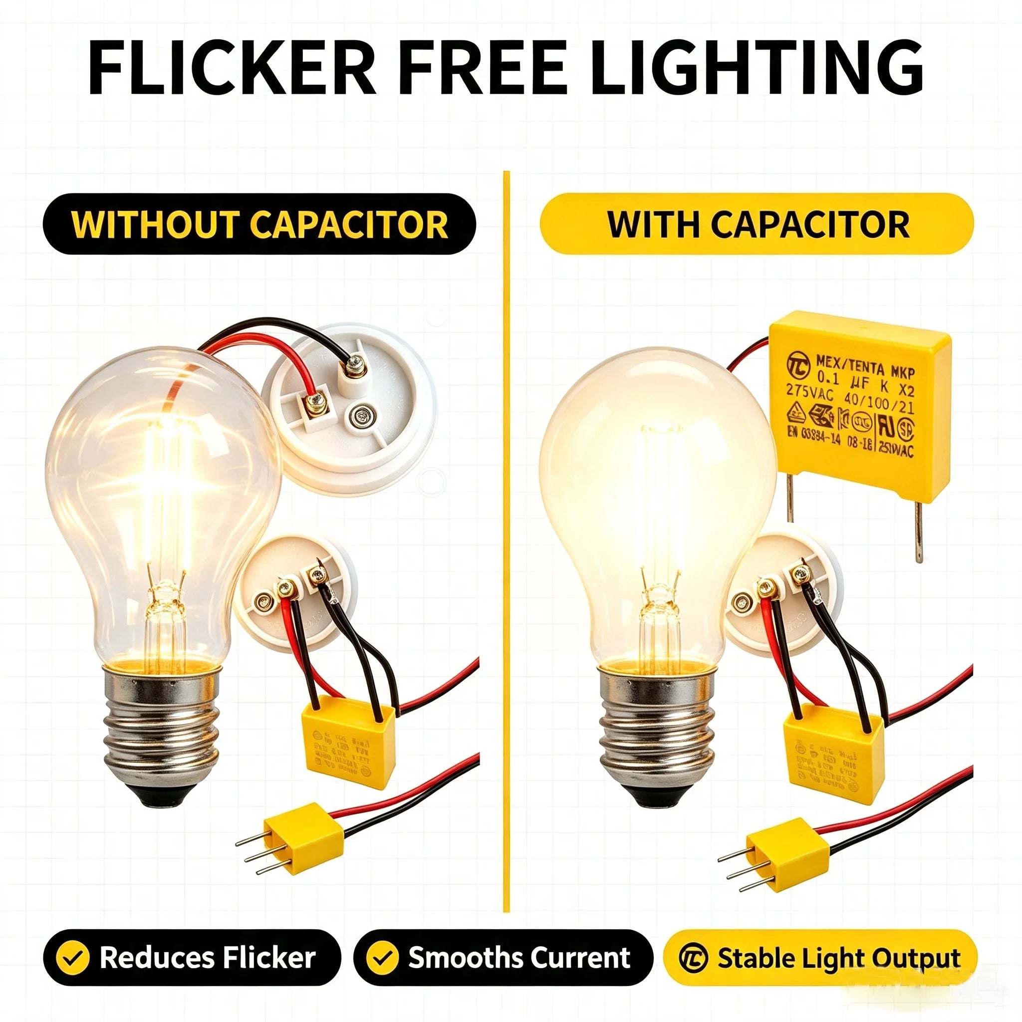 275VAC  0.1UF K X2 Series Spacing 10mm 15mm 0.1UF 275VAC Polypropylene Film Capacitor 0.01UF