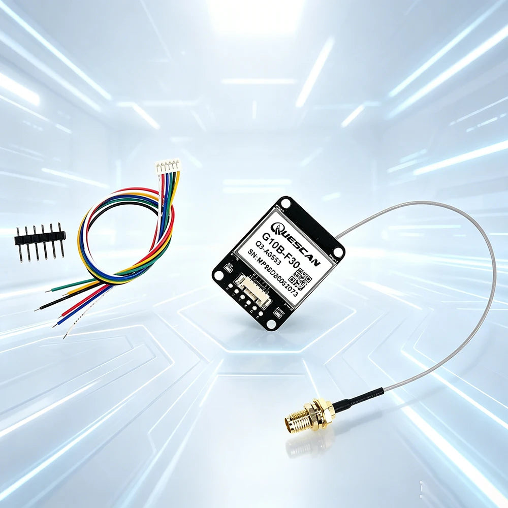 QUESCAN G10B-F30 UBX M10 GPS Module with Active Antenna Arduino ESP32 NMEA GPS GLONASS Galileo BeiDou QZSS Receiver GNSS Module