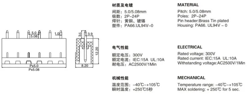 10Sets Pitch 5.08mm Terminal Block Connector 2EDG 5.08mm 2-20 Pin Pcb Screw Connector Terminal Block KF2EDG Socket PCB Screw