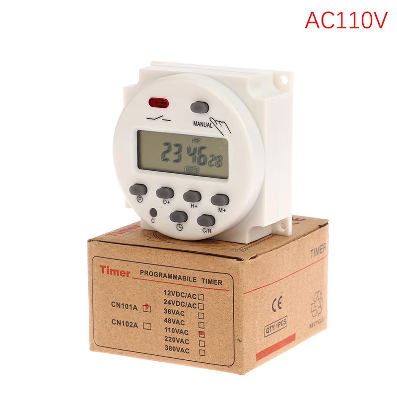1Pc 12V 24V 110V 220V CN101A Digital LCD Power Timer Programmable Time Switch Relay CN101 Timer Switch Power Timer