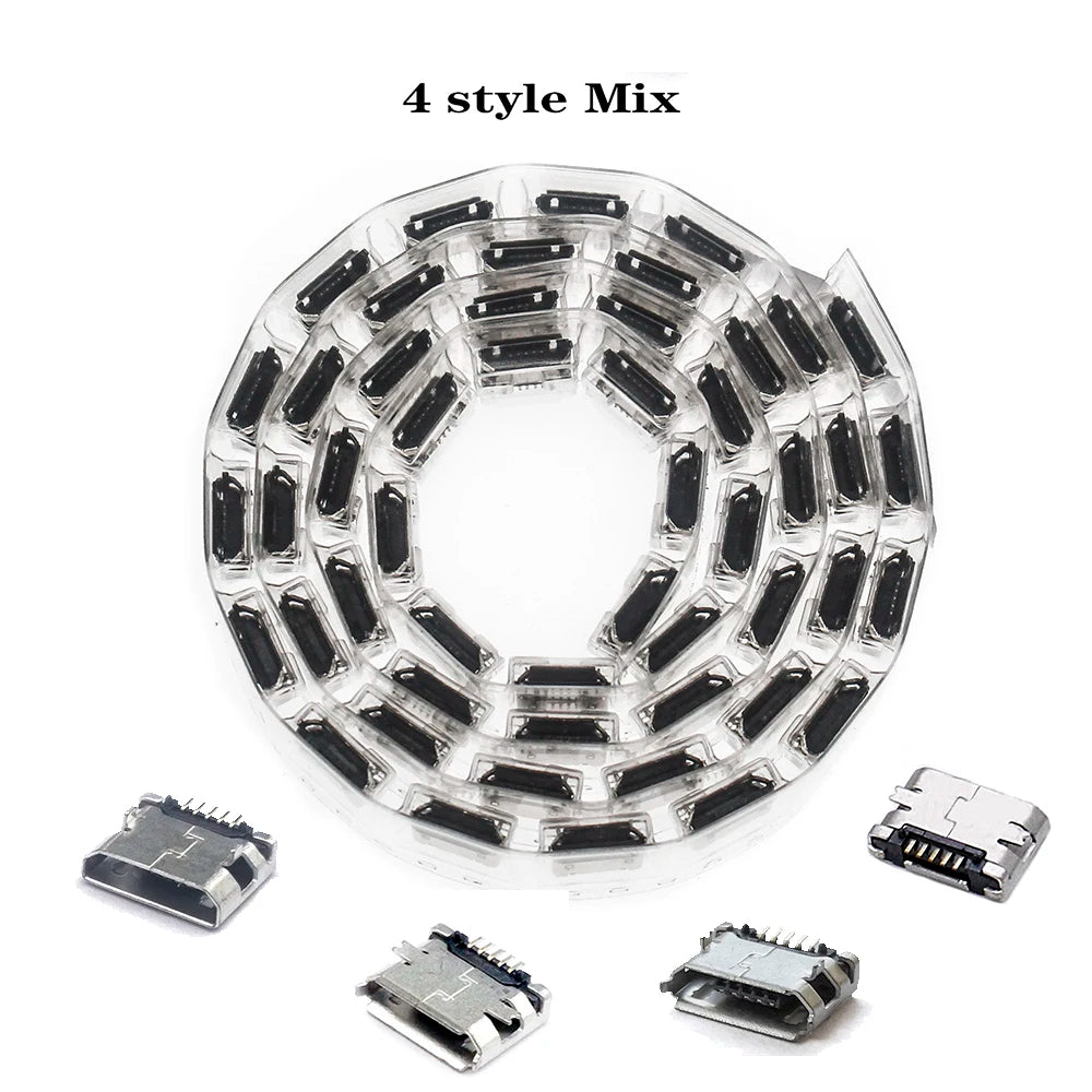 100/lot 5Pin Micro-B SMD DIP Micro USB Connector Female Port Jack Tail Sockect Plug For Android phone data connector