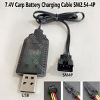 3.7V/7.4V USB Lithium Charging Cable SM-2P SM-4P JST XH2.54 PH2.0 MX2.0 1.25mm Adapter For RC Toy Car Drone Wide Compatibility