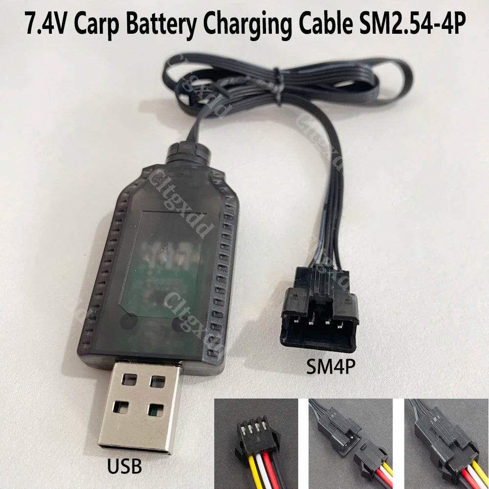 3.7V/7.4V USB Lithium Charging Cable SM-2P SM-4P JST XH2.54 PH2.0 MX2.0 1.25mm Adapter For RC Toy Car Drone Wide Compatibility