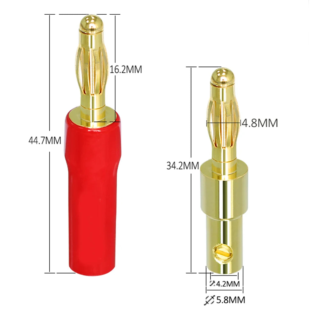 Musical Sound 2/4/12/24 PCS Banana Plug Connectors Gold Plated HIFI Audio 4mm Dual Screws Speaker Cable Banana Plug Connectors