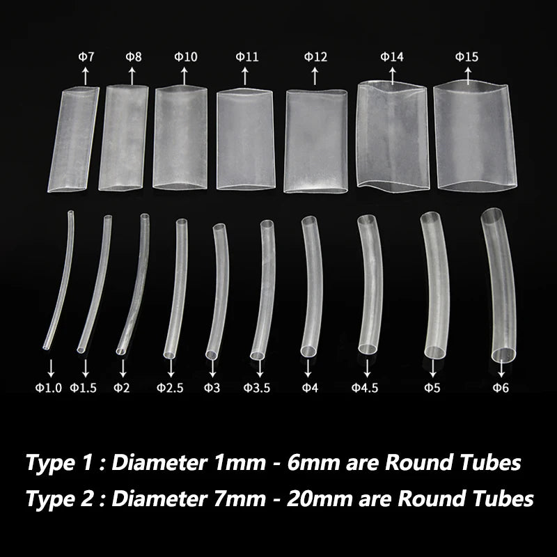 1 - 100m Transparent 1mm ~ 20mm Super Thin Wall Soft Shrinkable Tube 2:1 Heat Shrink Tube Earphone Line Audio Cable Sleeve Wrap