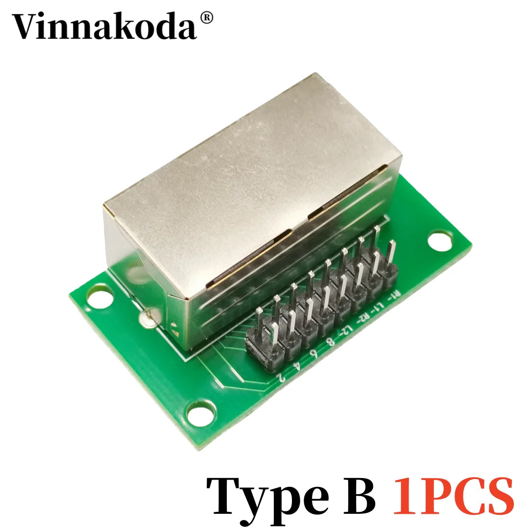 RJ45 Network Adapter Board RJ45 Double Light Female Socket Turn 2.54 Pitch Test Board RJ45 Network Port