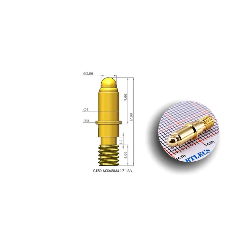 2/5/20Pcs High Current Pogo Pin Theaded M3 M4 M8 Connector 1A 4A 5A Battery DC Power Spring Loaded Needle Test Probe Gold Plated