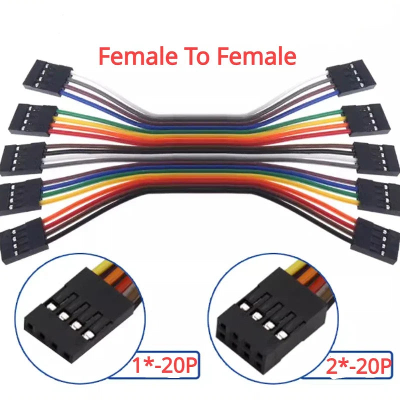 2PCS 2.54MM Pitch Dupont Line Female / Male Single Double 2P-20 Pin Dupont Cable Connector Jumper Cable Wire 10cm/20cm/30cm