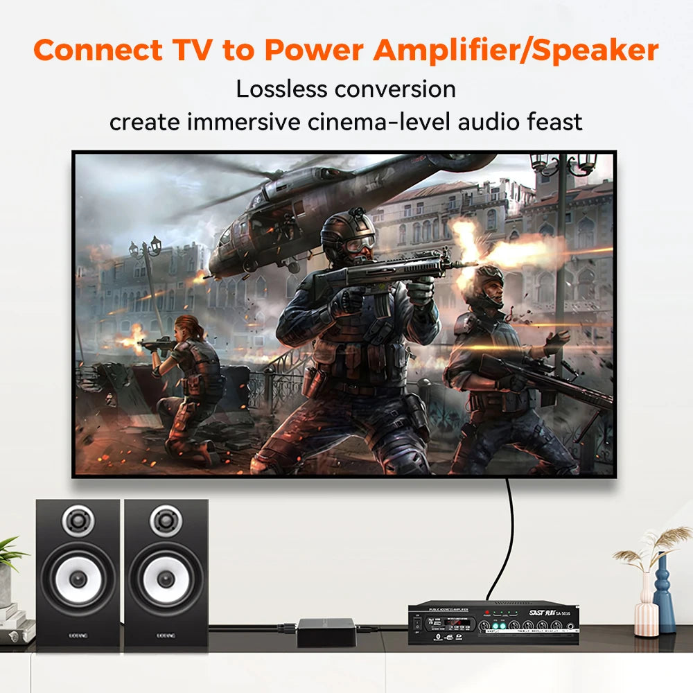 Analog to Digital Audio converter ADC 3.5mm Aux+L/R RCA to Toslink/coaxial Digital Audio converter Stereo Audio to Digital Audio