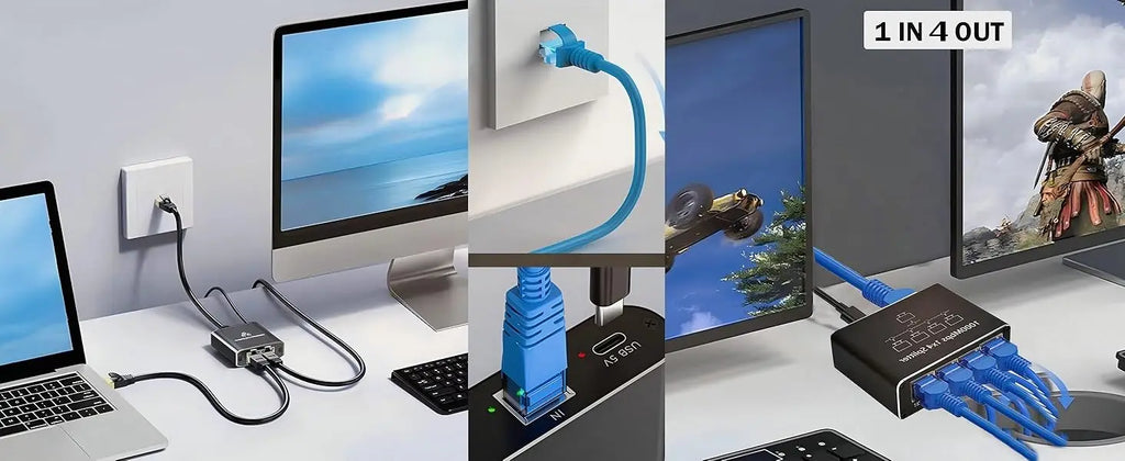 Gigabit Ethernet Splitter 1 To 2/3/4 1000Mbps RJ45 LAN Internet Splitter for PC Laptop Nintendo Switch Router TV Box Digital TV