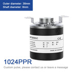 AUCHTEL 38mm Incremental Rotary Encoder 8mm Half Hollow Shaft Photoelectric Optical Switch 10-1024-1800-2500-3600 PPR 5-24VDC