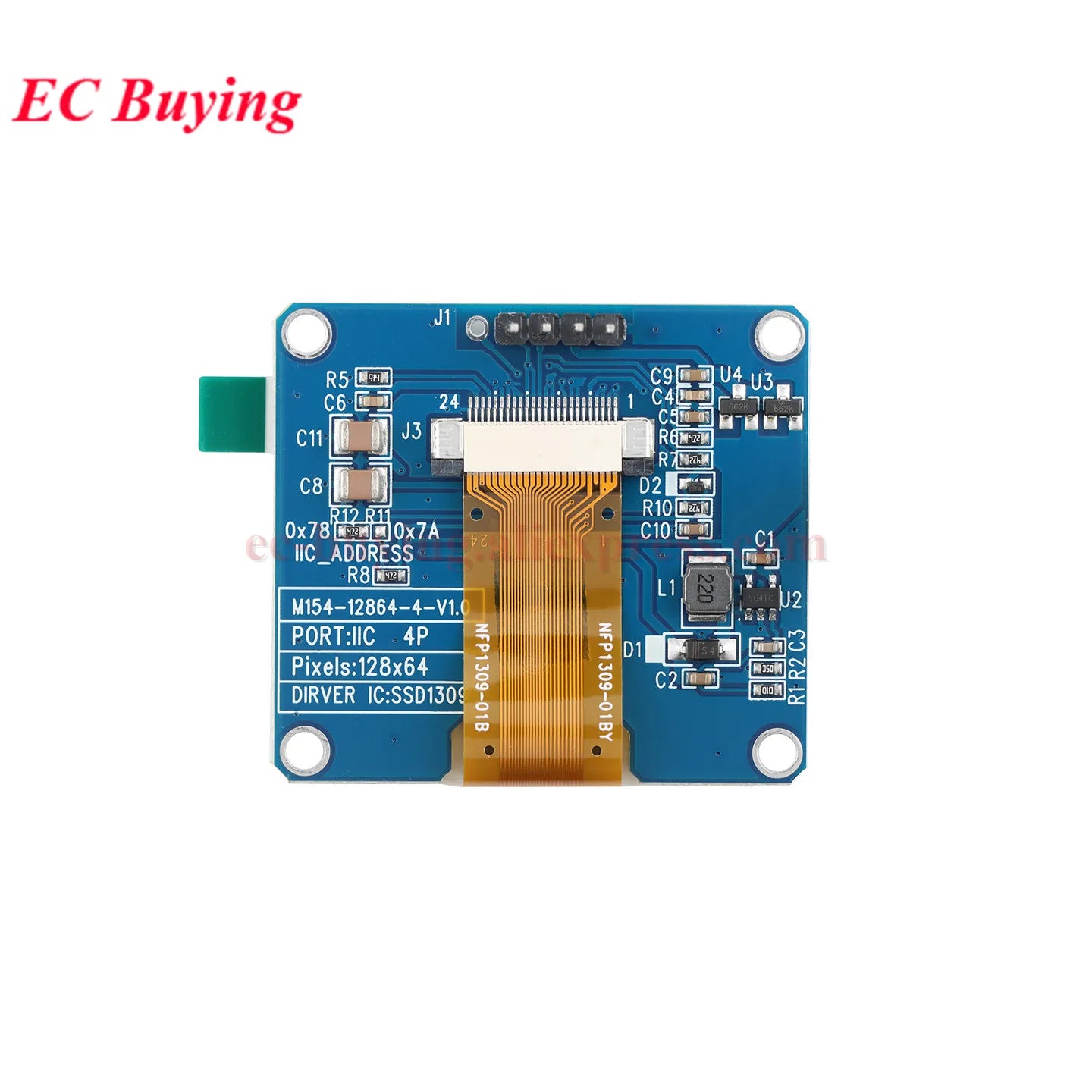 1.54 inch OLED Module 1.54” Display LCD Screen Resolution 12864 128x64 SSD1309 Driver Blue White Yellow 4Pin/7Pin IIC Interface