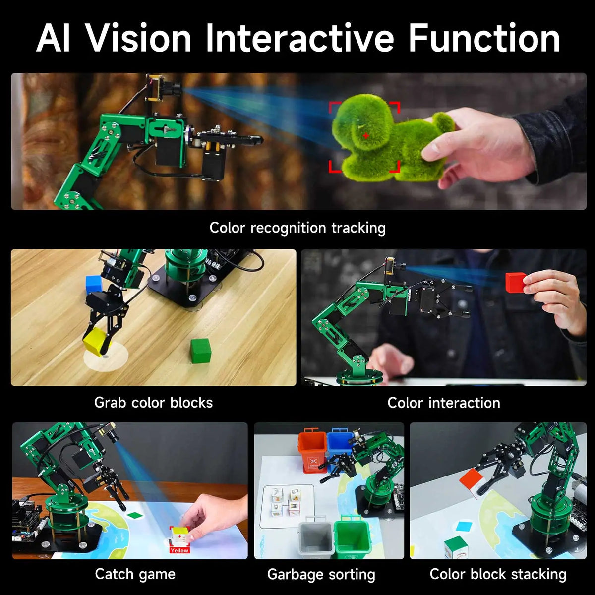 DOFBOT Raspberry Pi 5 Smart Robotic Arm DIY Electronic Kit AI Large Model Vision 6DOF Robot Support ROS2 Development