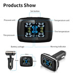 Smart Cigarette Lighter USB TPMS Car Tire Pressure Alarm Monitor System 4 Sensors Display Tyre Pressure Temperature Alarm